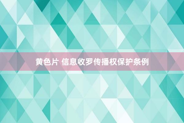 黄色片 信息收罗传播权保护条例