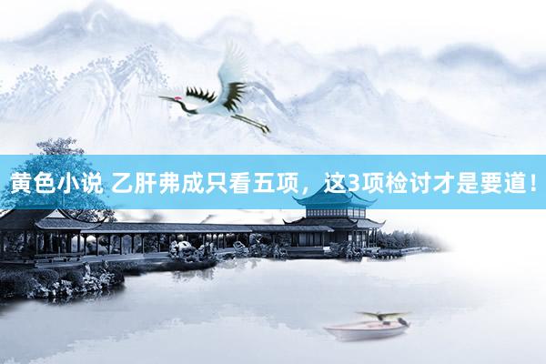 黄色小说 乙肝弗成只看五项,这3项检讨才是要道!