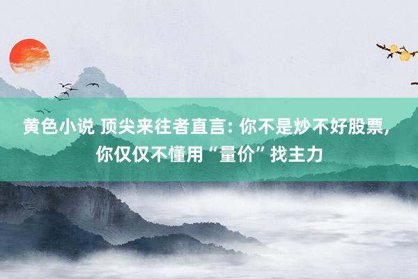 黄色小说 顶尖来往者直言: 你不是炒不好股票, 你仅仅不懂用