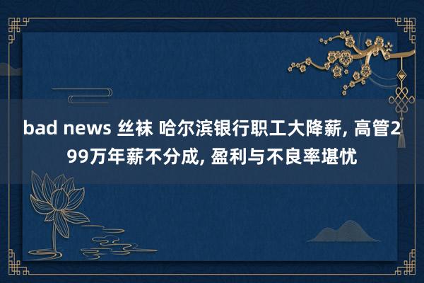 bad news 丝袜 哈尔滨银行职工大降薪, 高管299万