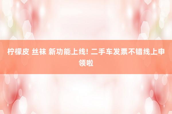 柠檬皮 丝袜 新功能上线! 二手车发票不错线上申领啦